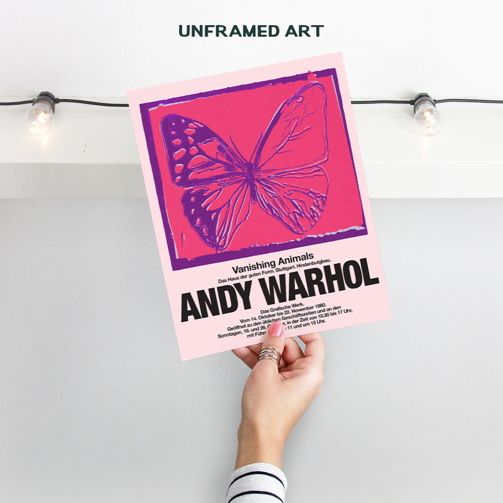 Andy Warhol Wall Art & Decor - Gallery Wall Art - Pop Art - Modern Wall Art - Contemporary Wall Art - Museum Poster - Pink Butterfly Picture Print - Living Room, Bedroom - Women, Housewarming Gift