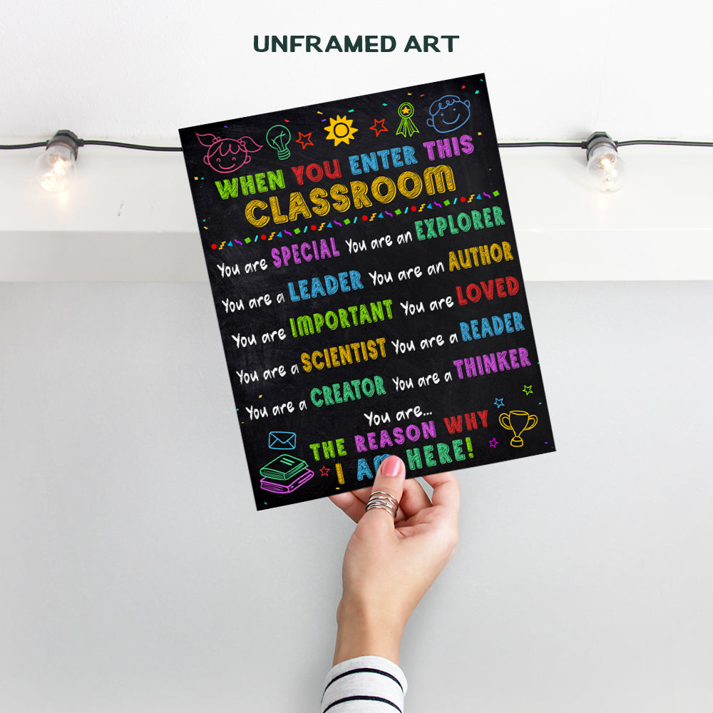 Classroom Decor Inspirational Wall Art - Motivational poster Teacher Gifts - Kindergarten, Elementary, Preschool Classroom Decorations - Educational positive Affirmations Art for Kids - Back to School