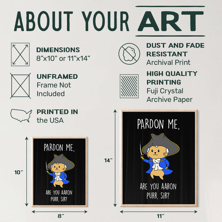 Pardon Me Are You Aaron Purr Sir - Alexander Hamilton Wall Art Decoration - Unique Funny Gift for Broadway Musical Play Fans - Home Decor for Bedroom, Living Room - Humorous Poster Print