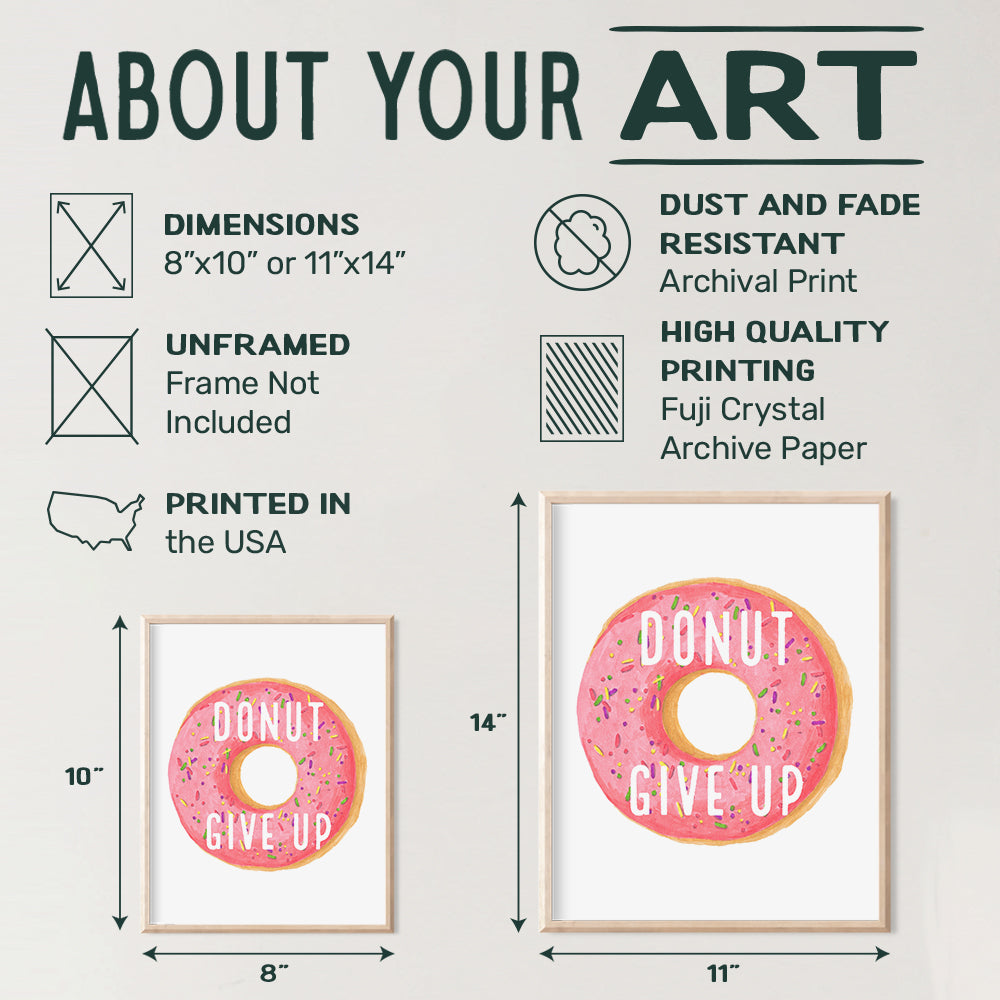 Donut Decorations - Funny Donut Motivational Wall Art Print Poster - Unique Decor for Office, Home School or Classroom - Teacher Gifts - Inspirational Wall Art - Kitchen Wall Decor