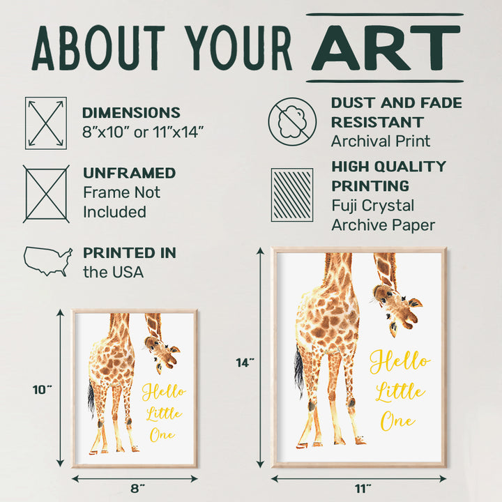 Giraffe Nursery Decor Wall Art Print - Kids Room Typography Art Print Poster - Unique Home Decoration for Toddlers Bedroom - Inexpensive Gift for Baby Shower - 8x10 Photo Unframed