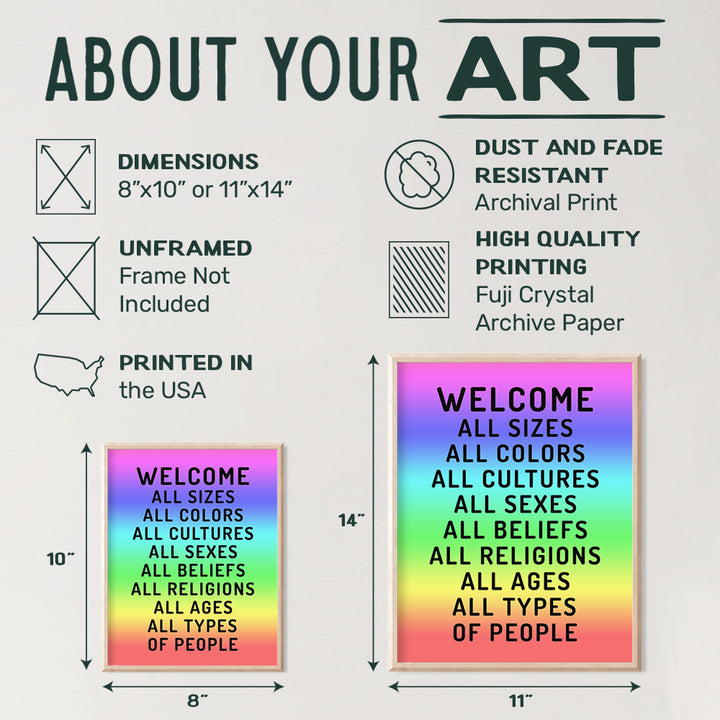 Welcome Sign - Welcome Wall Decor - Welcome Wall Art Picture - Welcome Poster Print - Home Office Store Bar - Black African American Art - LGBTQ Queer Gay Bi Lesbian Latino, Liberal Democrat Gifts