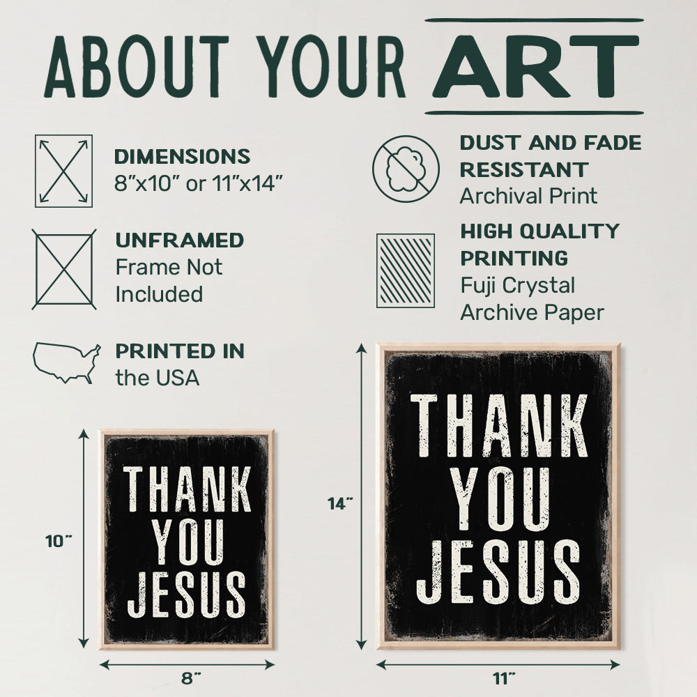 Jesus Decor - Jesus Wall Art - Thank You Wall Decor - Spiritual Catholic Christian Gifts for Men, Women - Religious Wall Decor - Positive Quotes Home, Room Decor - God Wall Decor - Faith Wall Art