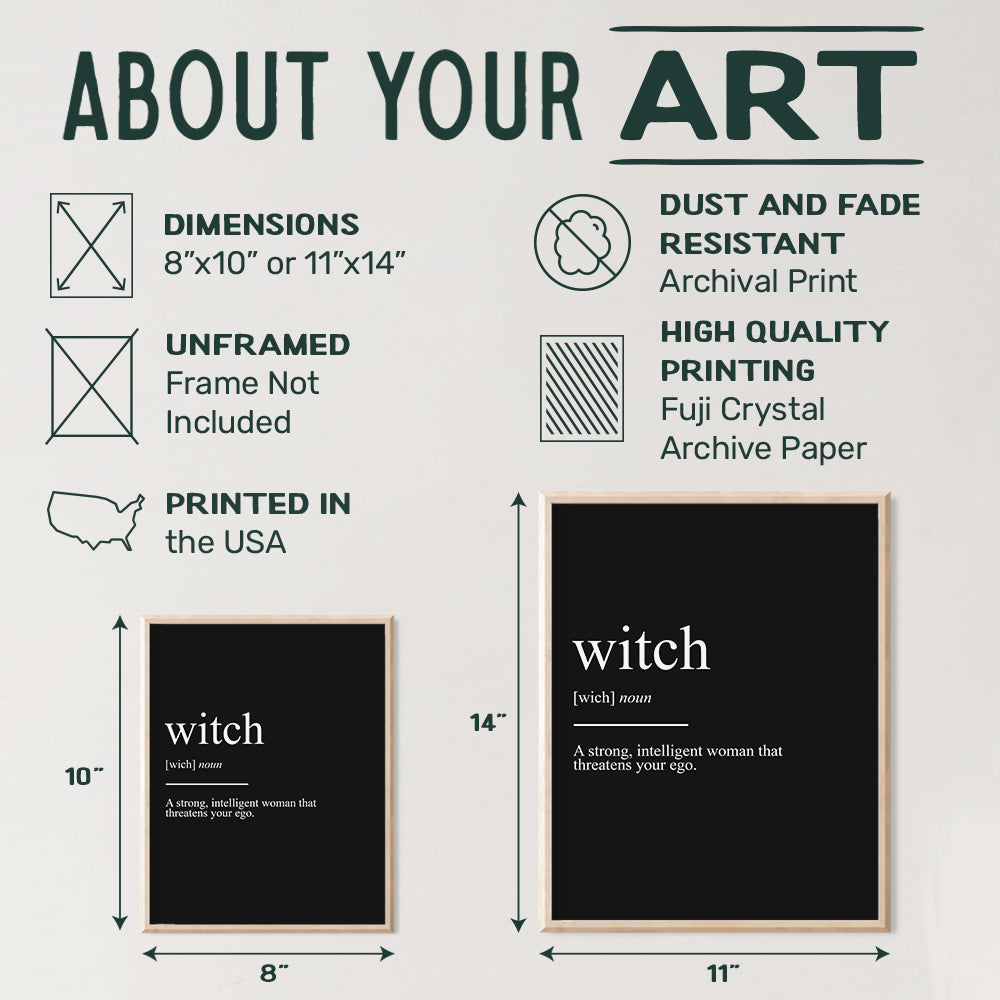 Witch Pagan Wall Art & Decor - Wicca Wiccan Witchcraft Altar Supplies - Gothic Home Decor - Goth Room Decor Poster Print - Black Magic Wall Decor - Witchy Gifts for Women