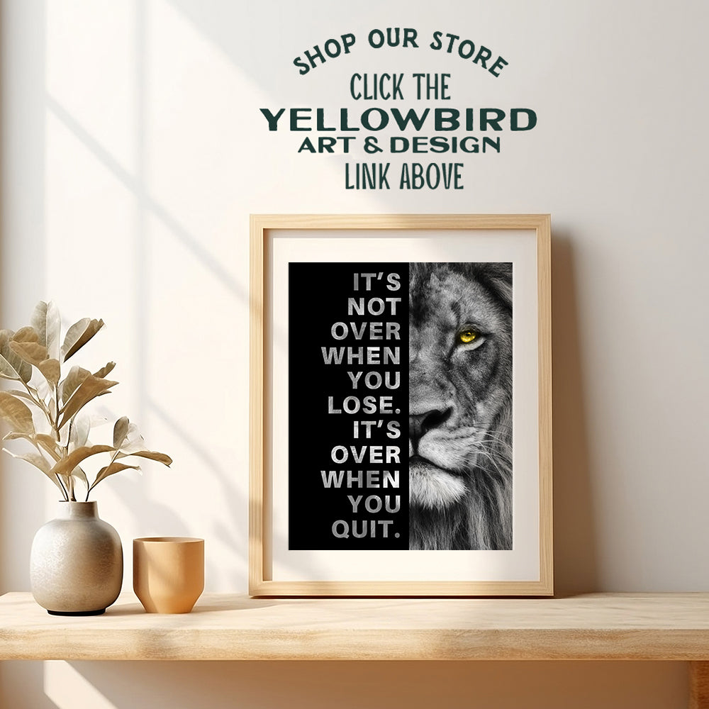 Office Wall Art For Men - Inspirational Wall Decor - Motivational quote - positive affirmation Wall Art - Gym Motivation Poster - Man cave Wall Decorations - Lion Wall Decor - LARGE Unframed