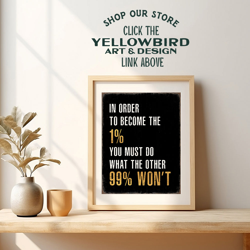 Office Inspirational Quotes Wall Art - Entrepreneur positive Sayings - Home Office Motivational Wall Art, Living room Decor for Men - Encouragement Gifts for Him - Gym Wall Decor, Man cave Accessories