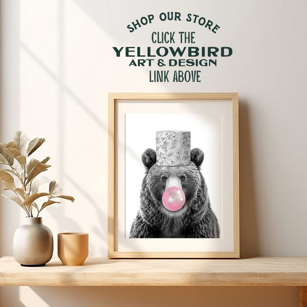 Farmhouse Bathroom Wall Decor - Funny Bathroom Decor - Black Gray Grey Kids Bathroom Decor - Cute Bear Restroom Wall Decor - Bathroom Accessories for Men, Boys Bathroom Wall Art, Modern Bathroom Art