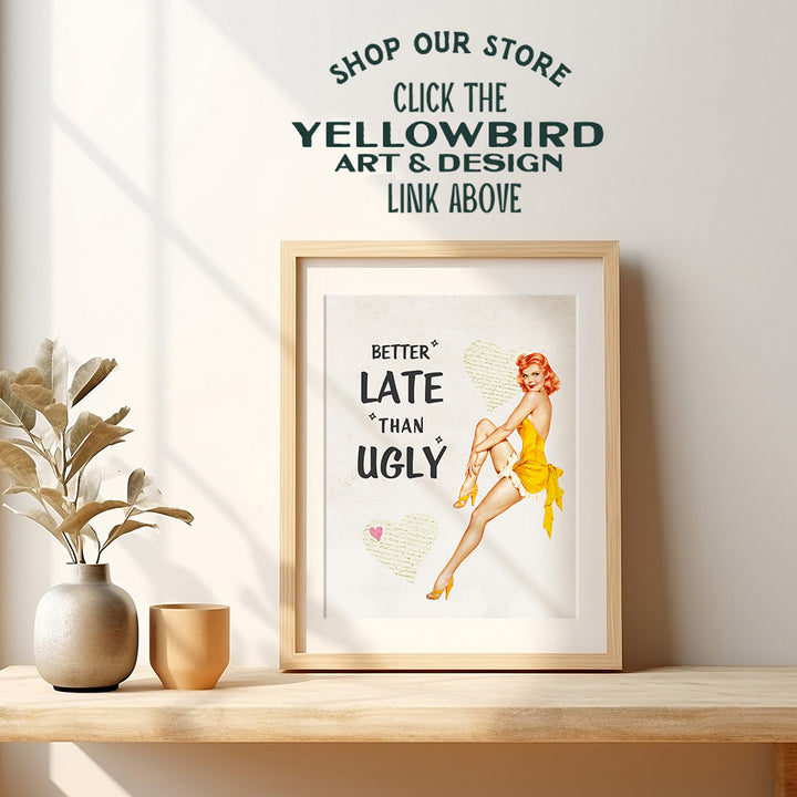 Retro Wall Art For Women - Vintage Decor 50s Pinup Girl - Funny Bathroom Decor for Women, Bedroom Decor for Women - Unique Art for Women Gift - Retro Vintage Wall Decor - Unframed Poster Print