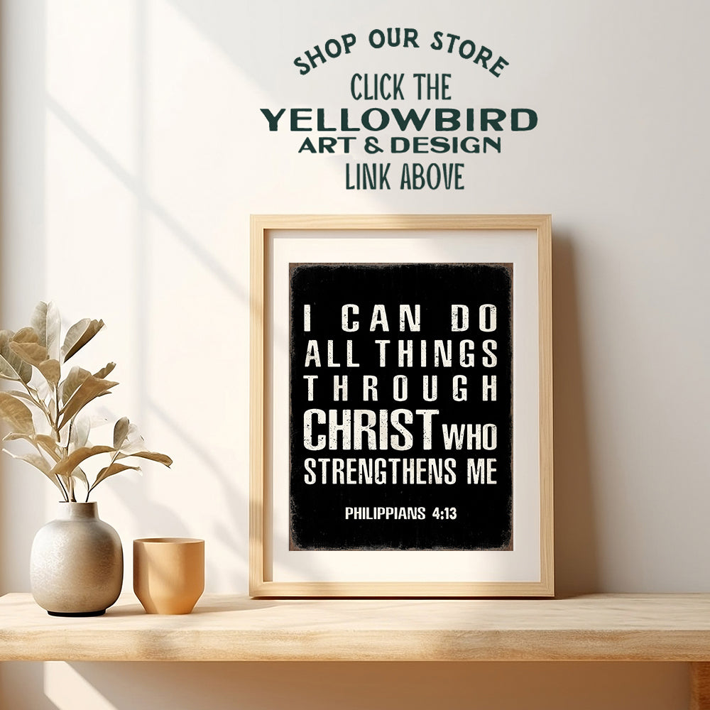 Christian Bible Verse Art Print - I Can Do All Things Through Christ - Christian Wall Art for Men - Jesus Scripture Wall Decor - God Wall Art - Inspirational spiritual Gifts - Catholic Gifts