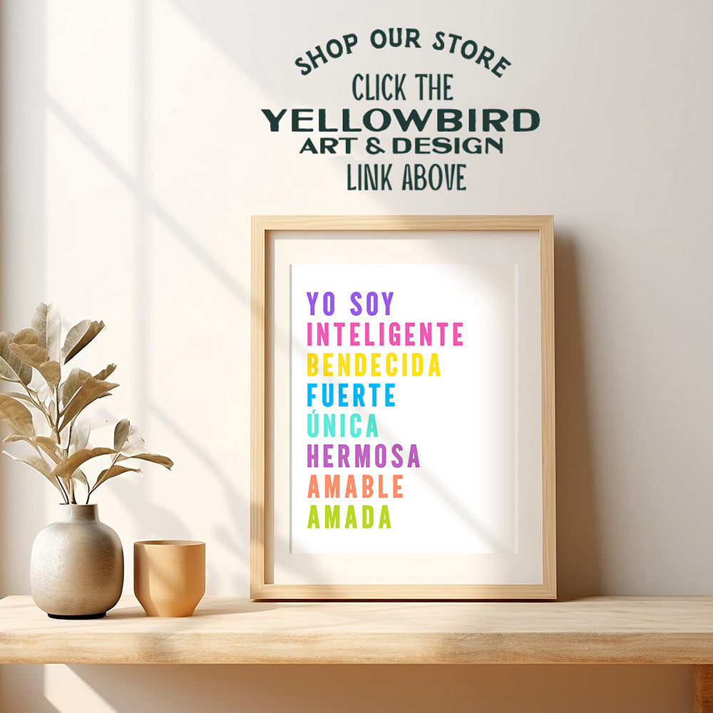 positive affirmation Spanish Wall Art & Decor - Inspirational Quotes for Girls, Women, Latinas - Decoracion de Pared - Motivational Wall Decor - Empowered Women - Hispanic Gifts - Unframed