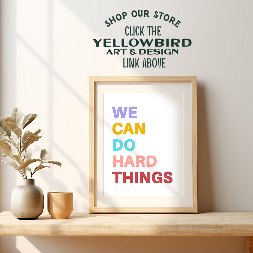 Inspiring Wall Decor For Kids - Motivational poster for Kids Room Decor - Inspirational Wall Decor for Classroom, Office - Gift for Teacher, Parents, Entrepreneur - We Can Do Hard Things