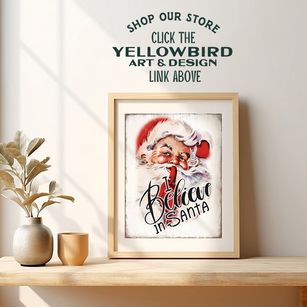 Retro Vintage Christmas Wall Art - Unique Holiday Decorations for Home - Xmas Decorations Wall Decor - Vintage Decor Santa Claus - Merry Christmas - Retro Wall Decor for Rustic Country Christmas