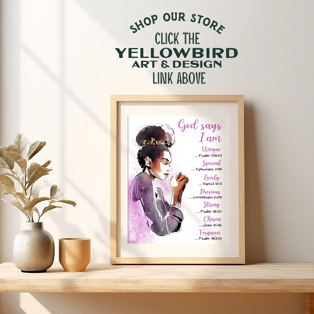 Christian Scripture Wall Art For Black Girls - Inspirational Bible Verse Poster for African American Women, Apartment, Teen Bedroom, Living Room - spiritual Religious Gifts - God Wall Decor