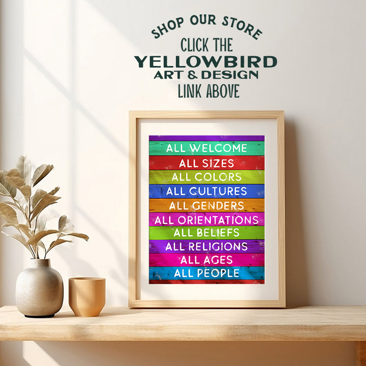 Welcome Sign - Liberal Wall Decor - Gift for LGBTQ, Queer, Gay, Bi, Lesbian, African American, Black, Latino, Democrats -Plaque Art Decoration Poster - Home, Office, Store, Bar -Unframed