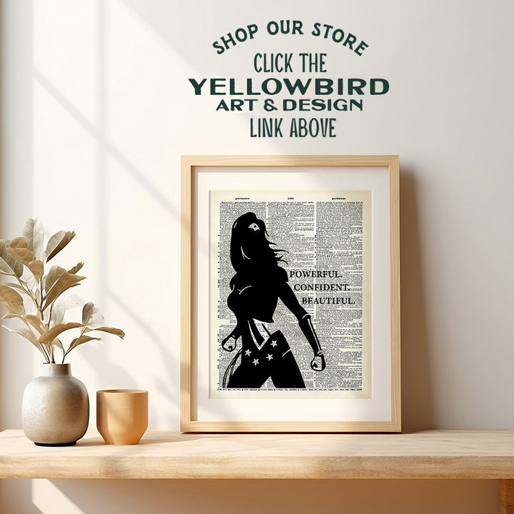 Powerful Woman Wall Art - Inspirational Decor for Girls Bedroom - Motivational poster - Girl Room Decoration - Gift for Women, Comic Book Fan - Motivational Art Print - Empowered Women