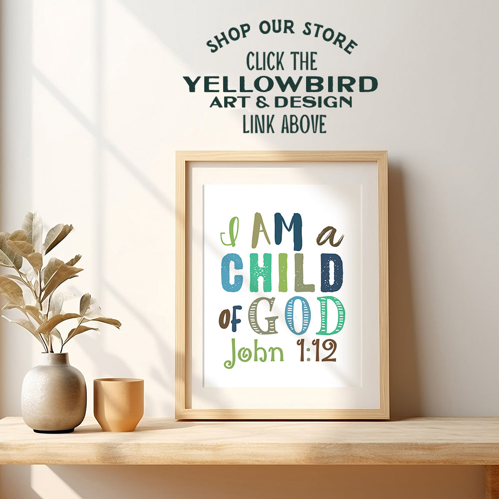 Jesus Christ Scripture Wall Art - I Am Bible Verse for Little Boy Room Decor - Christian Gifts for Kids, Boy Bedroom Decor - God Wall Decor - Religious Wall Decor for Baby Boy Nursery