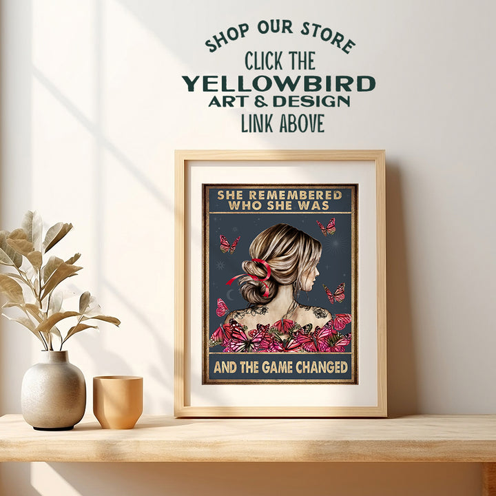 The Game Changed Quotes Wall Art - Motivational positive affirmation - Hippie Boho Decor Poster for Girls, Teen - Womens Empowerment Gifts - Self-care, Inspirational Personal Growth Wall Decor