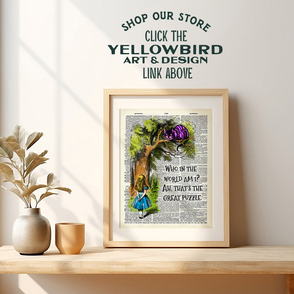 Alice in Wonderland Quotes Wall Art - Retro Vintage Poster Print for Nursery, Baby, Kids Room - Inspirational Gift - positive affirmation, Motivational Sayings - Decorations for Girl, Boy