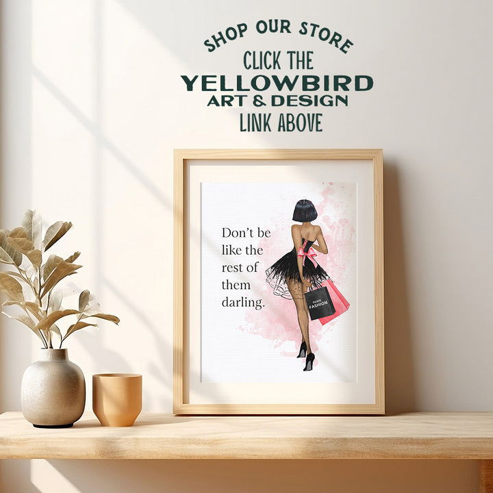 Glam Wall Art for Women - Black Women Wall Art - African American Fashion Wall Decor - Luxury Fashion Designer Decor - Teen Bedroom - Empowered Women Motivational quote - positive affirmation