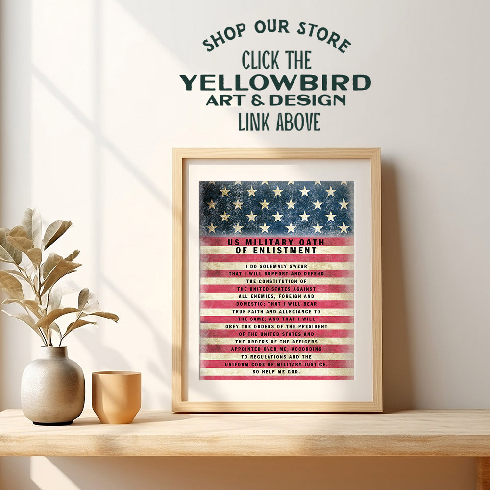 Patriotic American Flag Art - Military Oath of Enlistment - Gift for Soldiers, Veteran, Armed forces, Marines, Navy, Coast Guard - Patriotic Wall Decor - United States Flag, Motivational Quotes