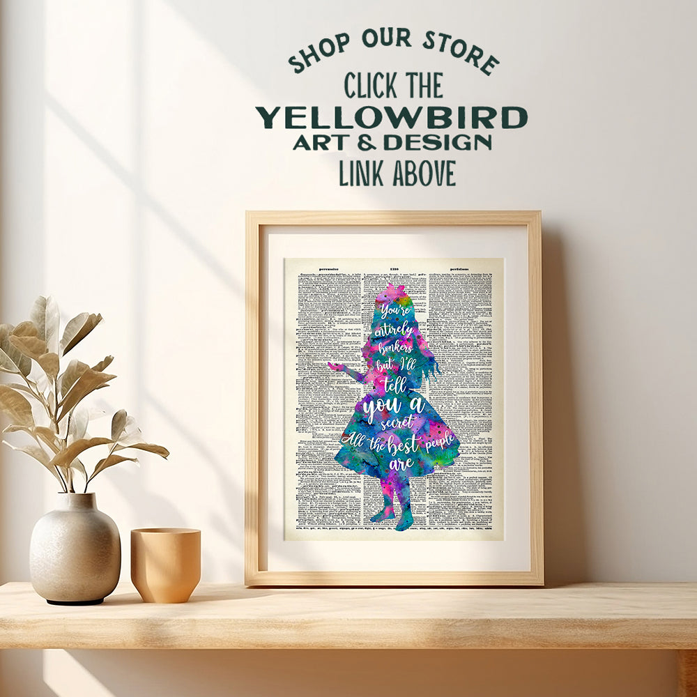 Alice Wonderland A.A. Milne Quote Dictionary Wall Art Decor - Funny 8x10 Home decoration Picture for Kids, Girl Room, Bedroom, Office - Gift for Walt World Fans - Watercolor Poster print