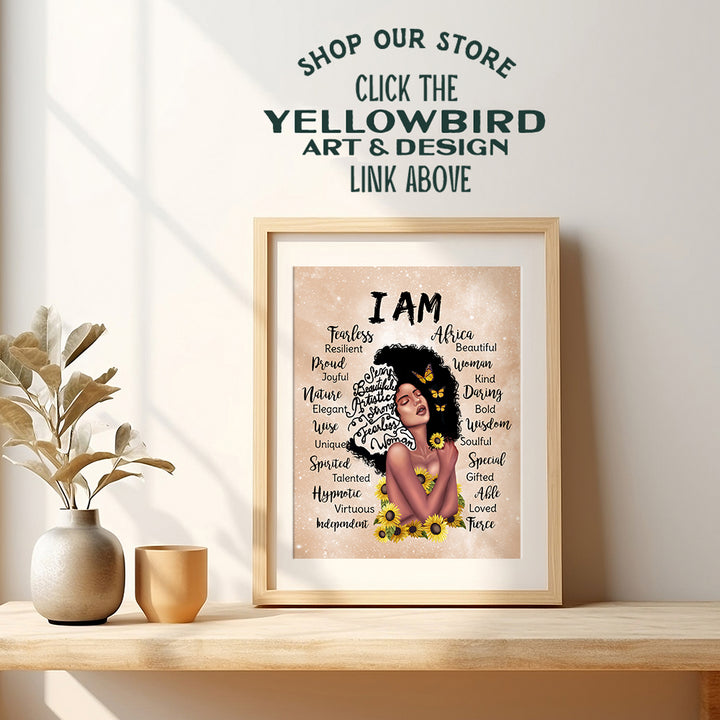 Black Girl Magic Positive Affirmations Wall Art - Black women Women's empowerment Motivational poster - Black Art - Afro African Americans Women - Inspiration Inspirational Wall Art & Decor UNFRAMED