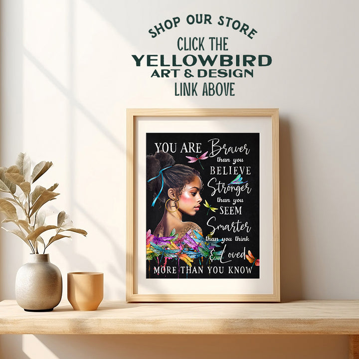 Inspirational African American Girl Art - Black Girl Magic Wall Art - Positive Quotes Motivational poster - African American Women Bedroom Decor - African Americans - Boho-chic African American Art