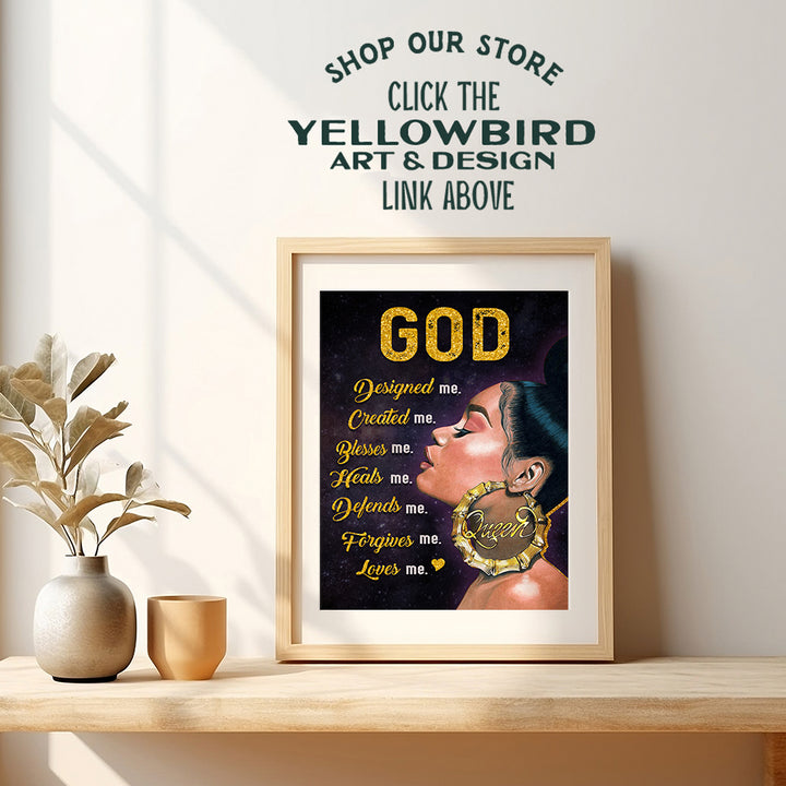 Black Art for Black women - spiritual Gifts, Christian Gifts for African Americans - religious Wall Decor - Black Girl Wall Art & Decor - God Wall Art - positive Wall Art - Inspirational Posters