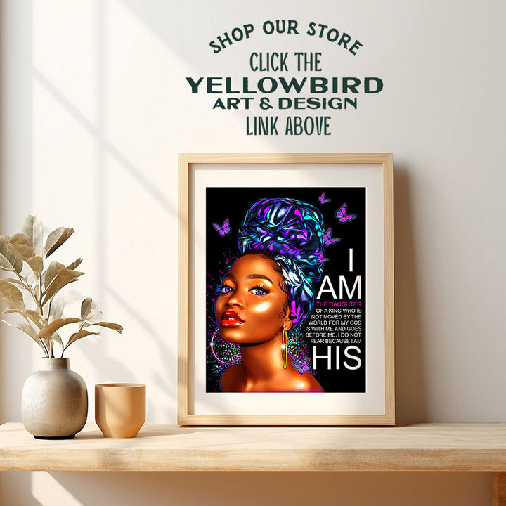 African American Wall Art - spiritual Scripture Motivational poster - Religious Wall Decor- Christian Gifts for Black women, Girl - Inspiration Women's empowerment God Wall Decor- Bible Verse Wall Art