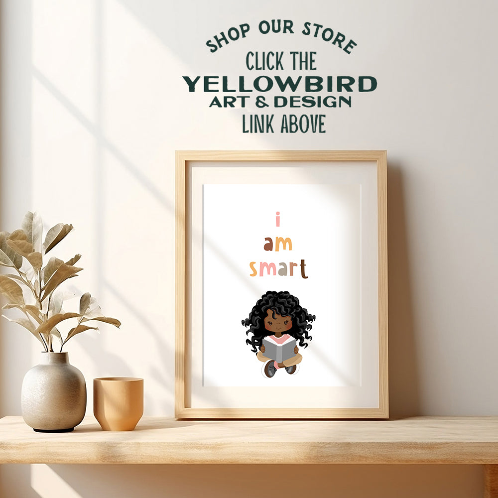 African American Girl - African American Wall Decor - Black Wall Art - Inspirational Quotes - Little Girls Bedroom Wall Decor - Positive Affirmations Wall Decor - Cute Baby Nursery Decoration