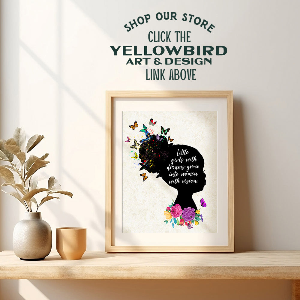 Black African American Girls Motivational Wall Decor - 8x10 Home Decoration, Wall Art Poster for Toddler, Little Girls Bedroom, Kids Room, Baby Nursery - Girly Inspirational Gifts - Daughter Gifts