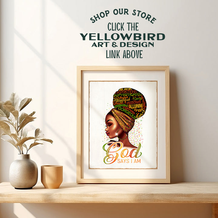 Christian Gifts for Black women - Bible Verse Inspirational Quotes Wall Decor for African Americans, Black Girl - God Says You Are Wall Art - I Am positive Affirmations - Motivational Quotes Wall Art