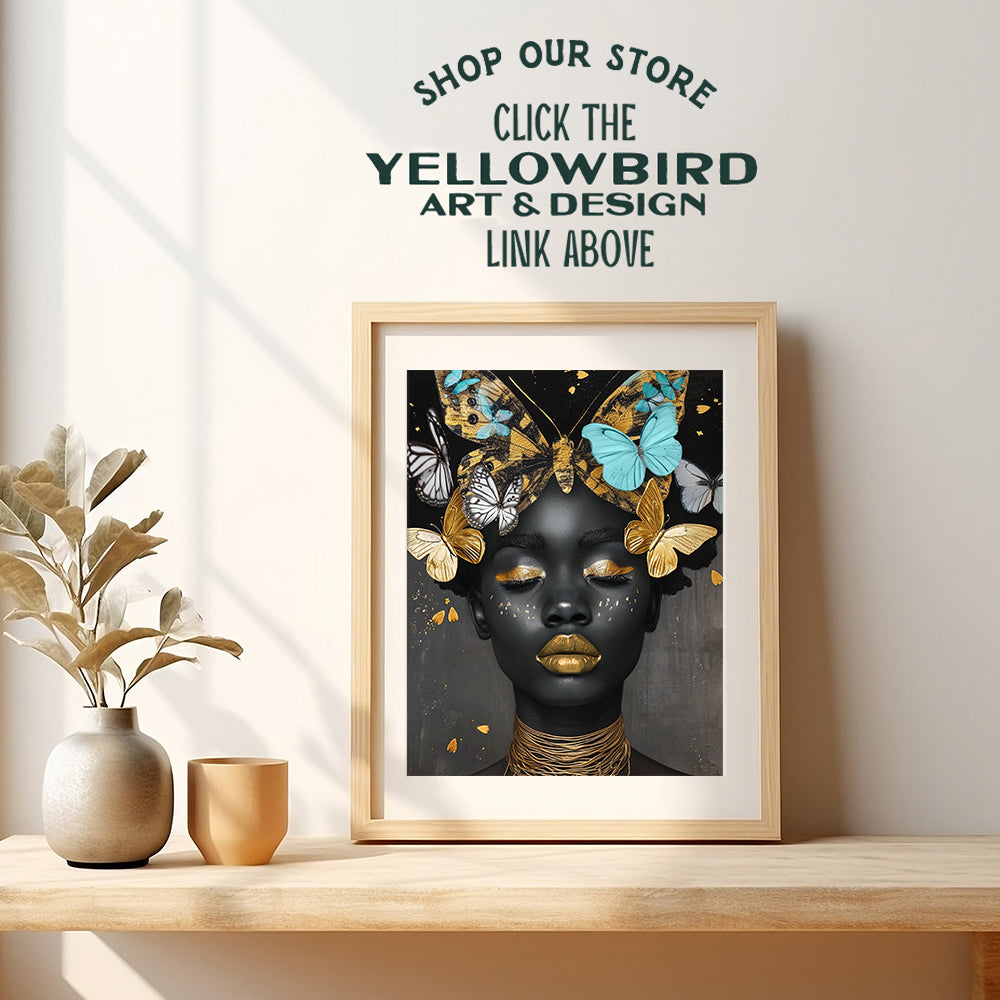 Black women African American Art - Glam Black and Gold, Black and Blue Wall Decor - Melanin Black pride Poster - Black Wall Art - African American Wall Decor - Black Girl Magic Chic Living room Decor