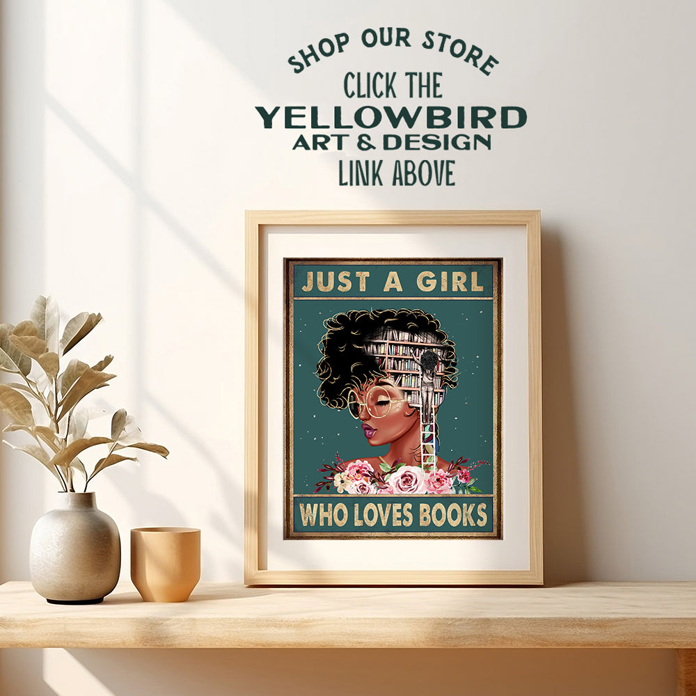 African American Wall Art - Positive Black Wall Art - Black Woman Poster - African American Girl, African American Women, Black Women - Motivational Wall Decor - Never Underestimate a Girl With a Book