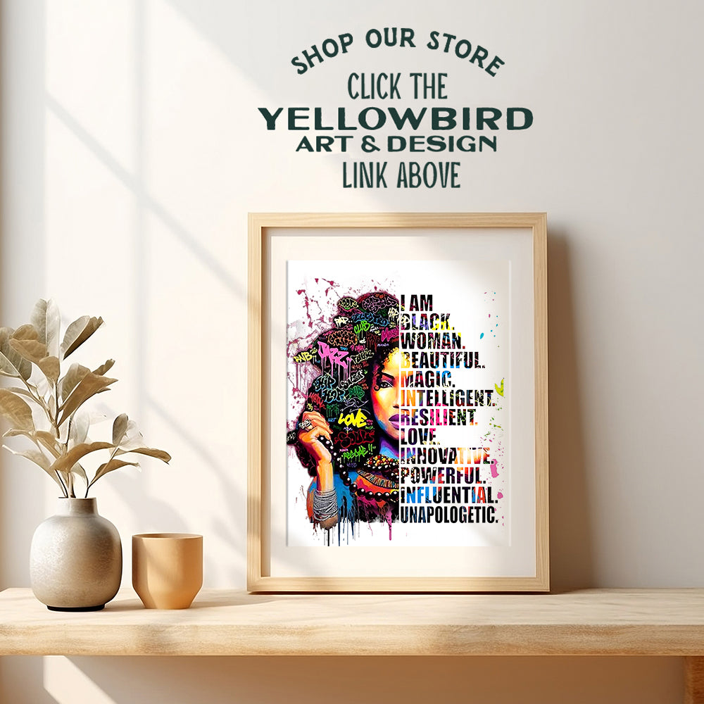 African American Wall Art - Afro-American Culture - Black Wall Art - Black Woman Poster - African American Women, Girls Gifts - Positive Affirmations - Uplifting Motivational Inspirational Sayings