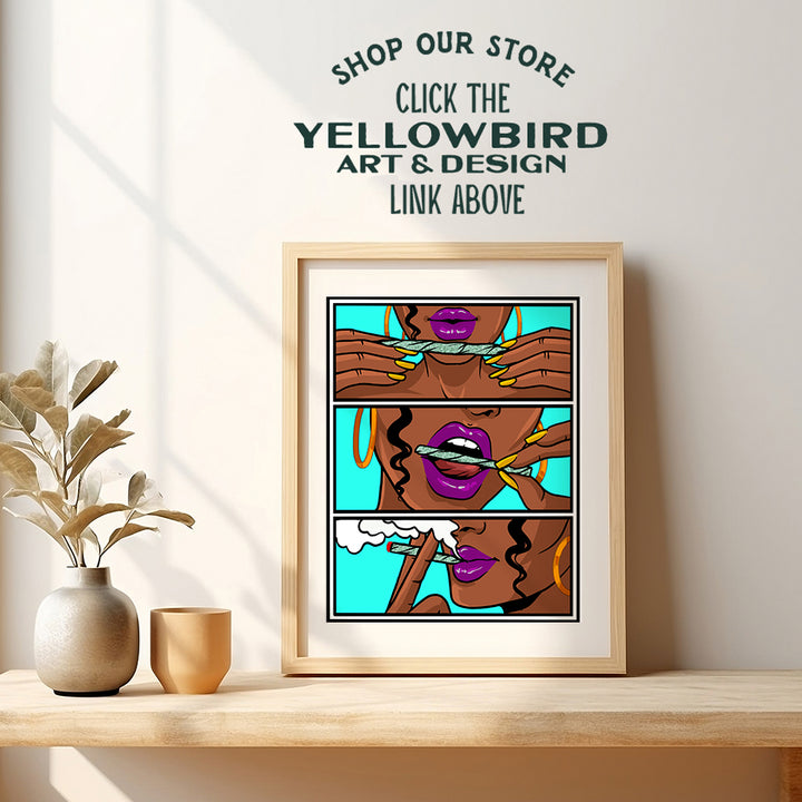 Stoner Room Decor - Dope Posters - Marijuana Decorations - Pothead Gifts - African American Women, Black Woman - Blunt Weed Smoking Gifts - Black Wall Art - Dope Wall Art - Cannabis Gifts