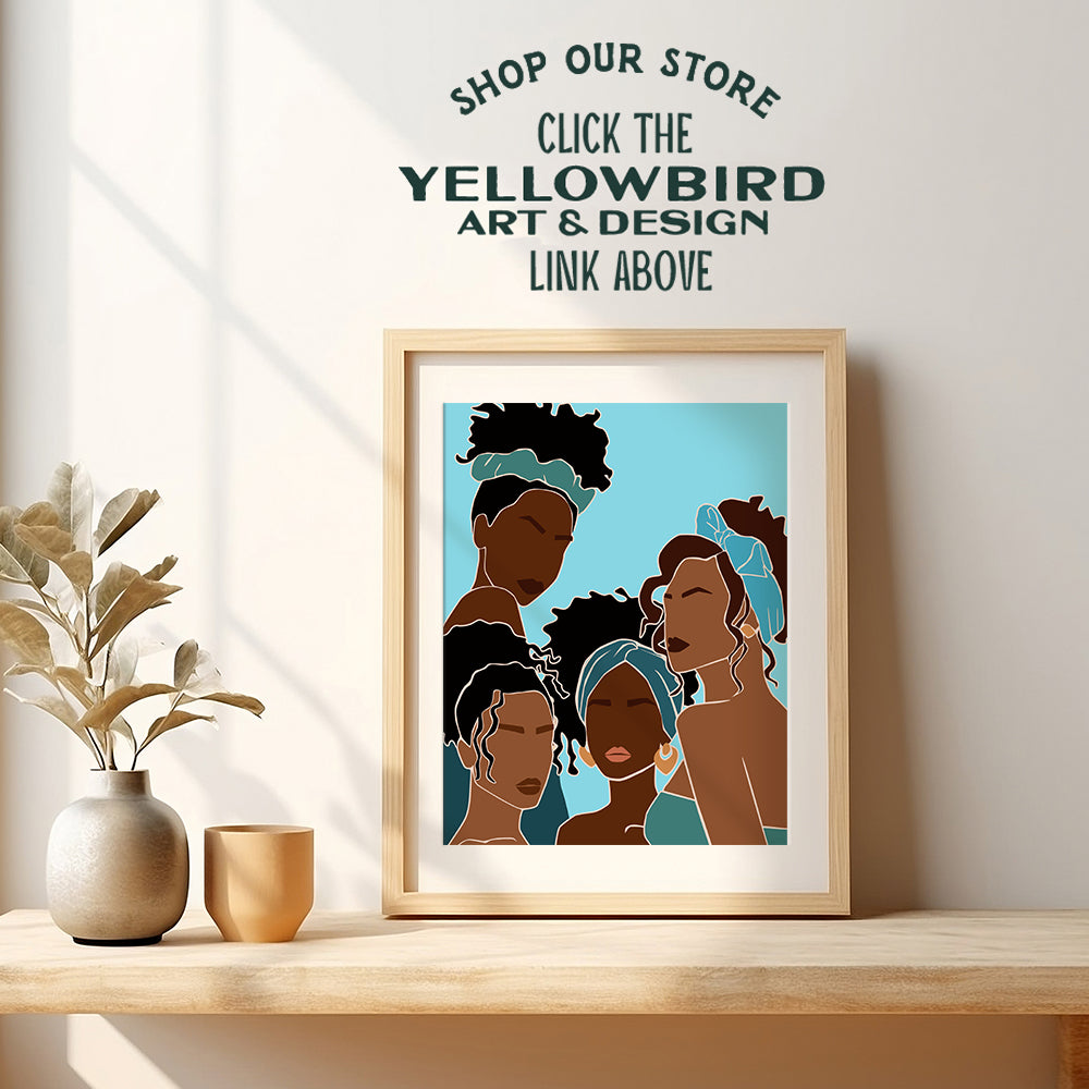 African American Wall Art - African American Bathroom Wall Decor - Teal Blue Bath Decorations Accessories - African American Women - Light Blue Decor -Black Woman -Black Culture Gifts -Black Wall Art