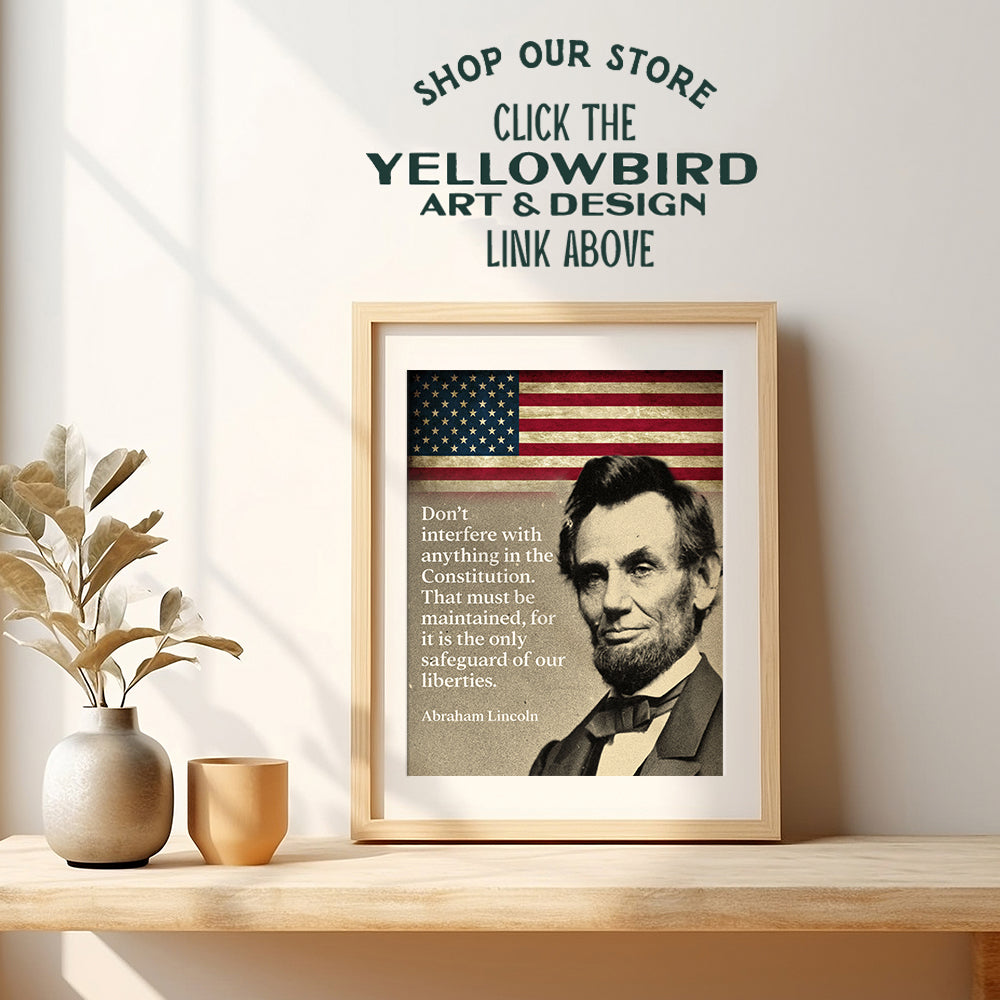 Abe Lincoln Quote, American Flag Art - 8x10 Patriotic Wall Decor for Home or Office - Unique Gift for Republicans, Conservatives, Democrats, Liberals Fans - UNFRAMED Constitution Art