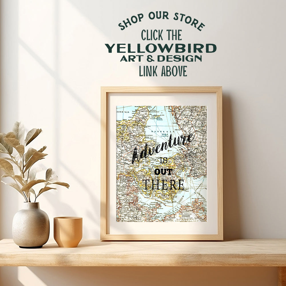 Adventure Is Out There - Motivational Wall Art Print - Inspirational Wall Art Poster - Chic Home Decor for Bedroom, Kitchen, Bathroom, Family, Kids, Teen Room, Office - Travel Gifts, 8x10