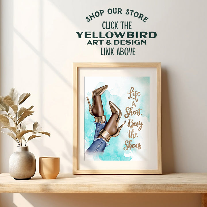 Funny Quote for Black African American Women - Glam Designer Shoes Wall Art Decor - Fashion Design Home Decoration Print for Bathroom, Girls Bedroom, Teens Room - Luxury Gift for Couture Fashionista