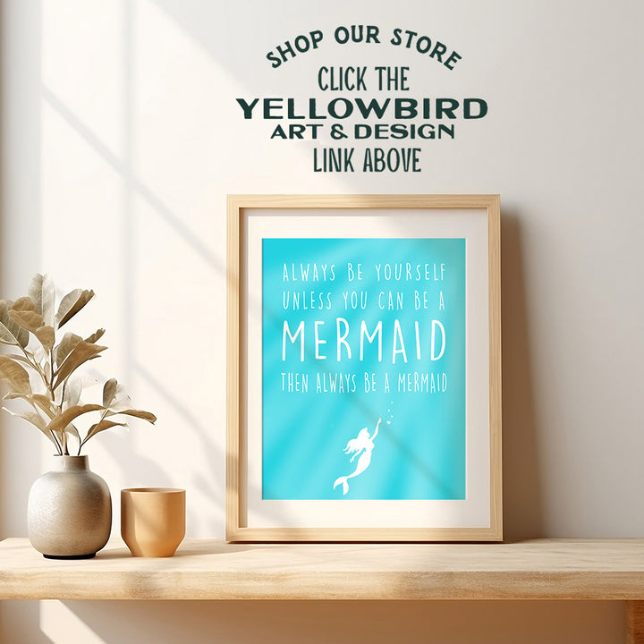 Mermaid Wall Decor - Mermaid Decor - Wall Art for Bedroom, Living Room Girls Room - Mermaid Party Decoration or Gift - Nautical, Ocean, Sea, Beach House Decor - 8x10 UNFRAMED Poster Print