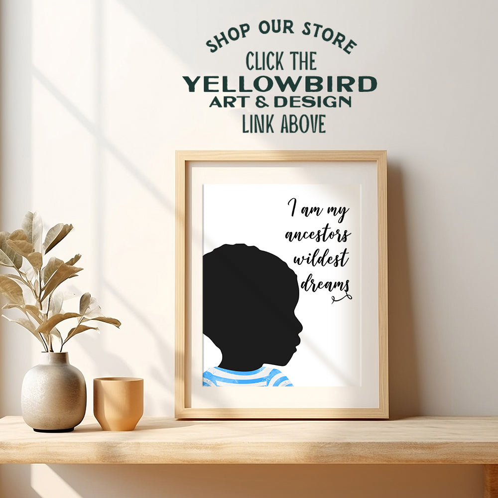 African American Little Boys Room Decor - 8x10 Black Wall Art Poster - Inspirational Boys Bedroom Decor - Son Gift - Motivational Afro American Home Decoration for Nursery, Toddler Boys, Kids Room