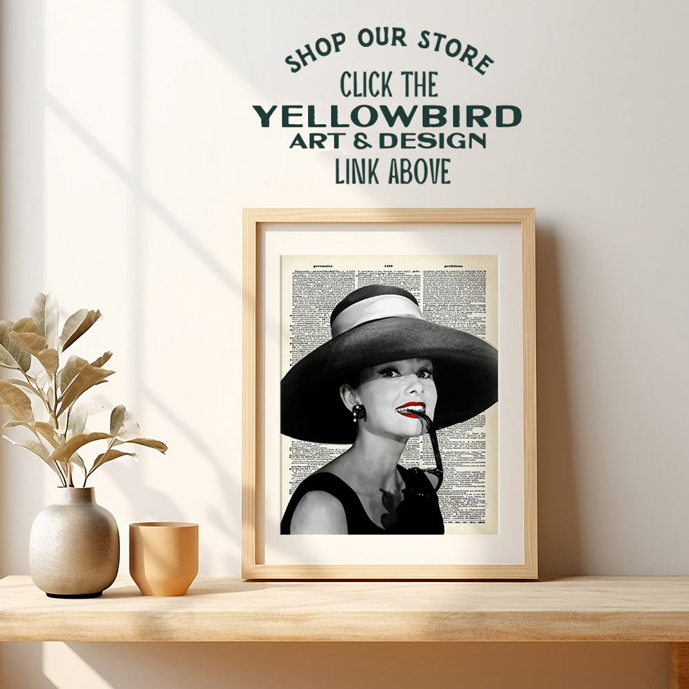 Audrey Hepburn Dictionary Wall Art - 8x10 Glam Photo Picture - Chic Unique Gift for Vintage Hollywood Movie Fans - Unframed Poster Print Home Decor, Room Decoration