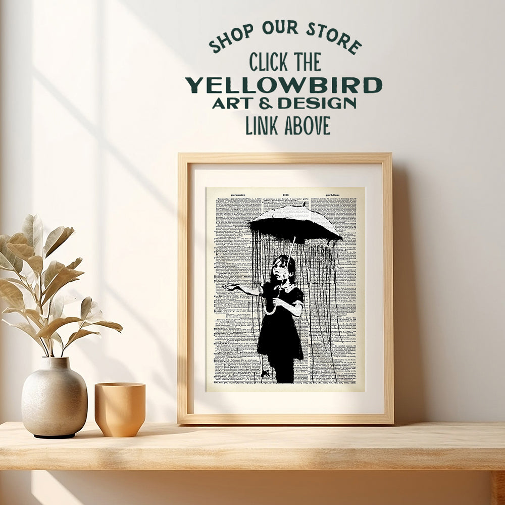 Banksy Girl with Umbrella Dictionary Street Art Poster - 8x10 Photo - Unframed Graffiti Picture Print