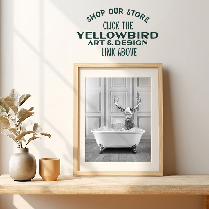 Bathroom Wall Decor - Bathroom Wall Art - Deer Wall Decor - Hunting Wall Decor - Elk Wall Decor - Funny Bathroom Decor for Women Men Kids - Bath Accessories - Powder room Decor - Cute Bathroom Decor