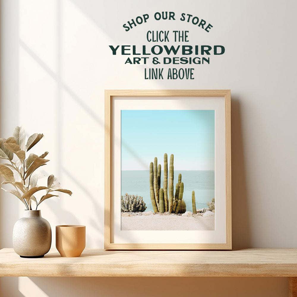 Saguaro Cactus, Ocean, Beach, Desert Wall Art Decor - 8x10 Poster for Bedroom, Living Room, Office, Bathroom - Gift for Ocean, Sea, Nature Fans - UNFRAMED Picture Photo Photograph