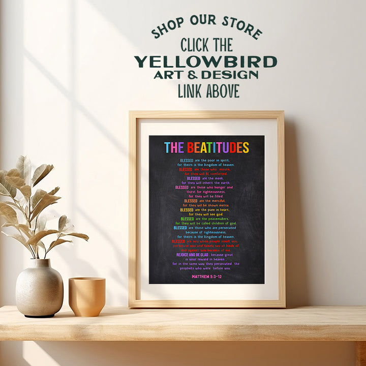 The Beatitudes Wall Art - Religious Wall Decor - Christian Gifts for Women, Kids - Catholic Gifts - Inspirational Bible Verses Wall Decor - Spiritual Scripture Wall Art - Boys Room, Girls Bedroom