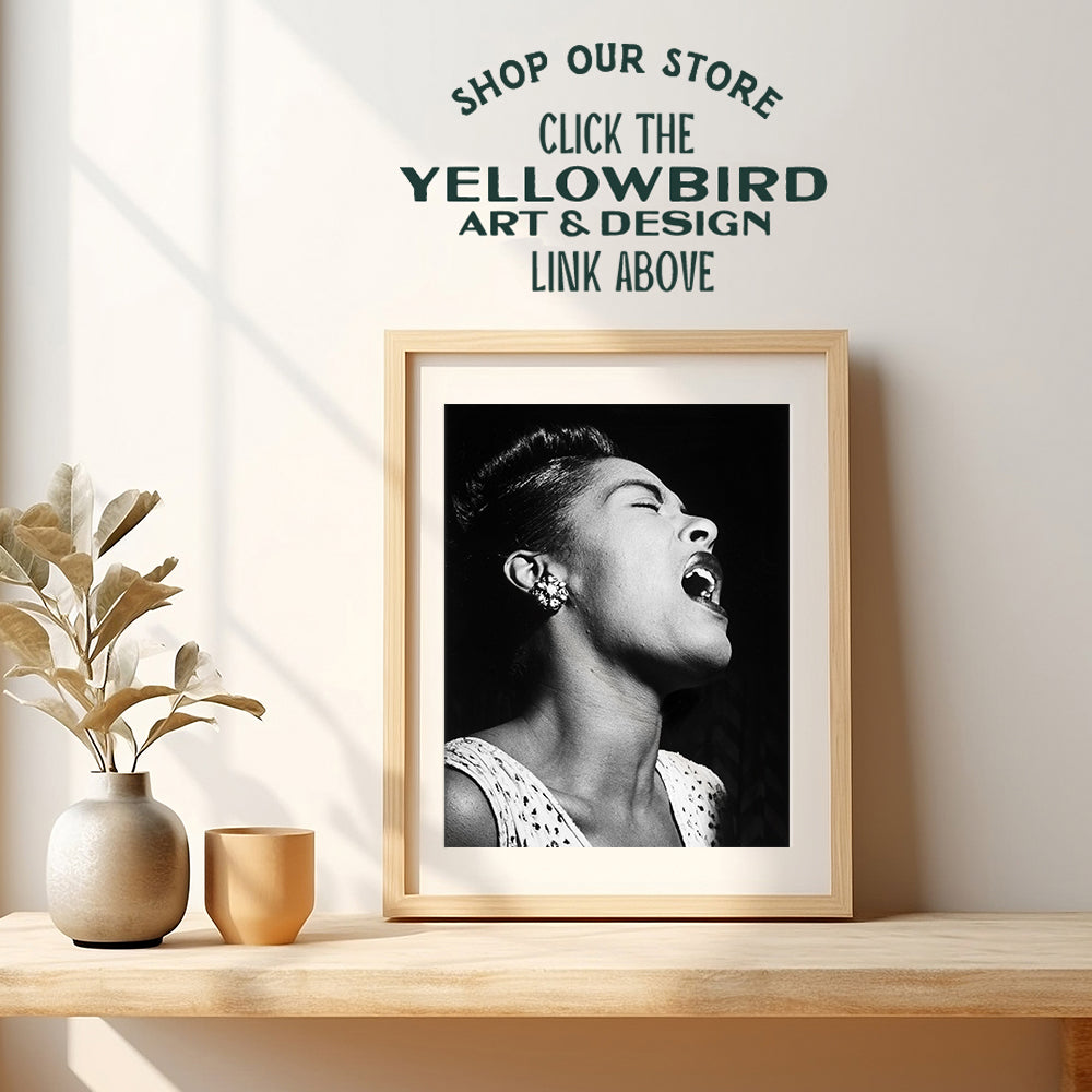 Billie Holiday Poster - Black African American Wall Art Decor - Famous Iconic Vintage Photo - Unique Gift for Singer, Performer, Black History Music Fan - 8x10 Jazz Wall Art for Bedroom, Living Room