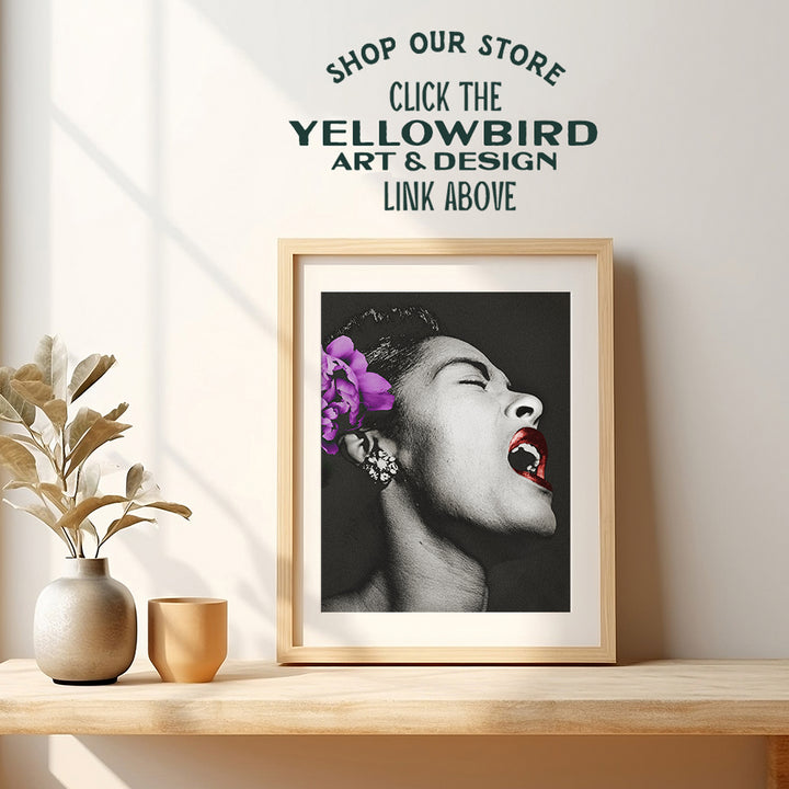 Billie Holiday Poster - African American Wall Art - Black Wall Decor - Gift for Singer, Performer, Black History - 8x10 Wall Art for Bedroom, Living Room, Jazz Music Studio - Lady Sings the Blues