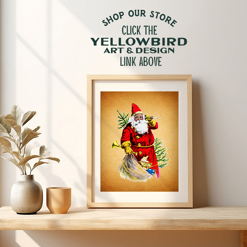 African American Santa Clause - Black Wall Art - Vintage Rustic Christmas Decor - Xmas Decorations - African American Art - Holiday Decorations - Black History Picture Print